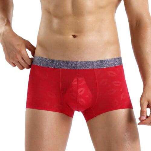 In 2021, Mens New Sexy Jacquard Mid Waist Four Legged Pants, Fashionable Thin, Comfortable And Breathable Boxer Boxer Pants