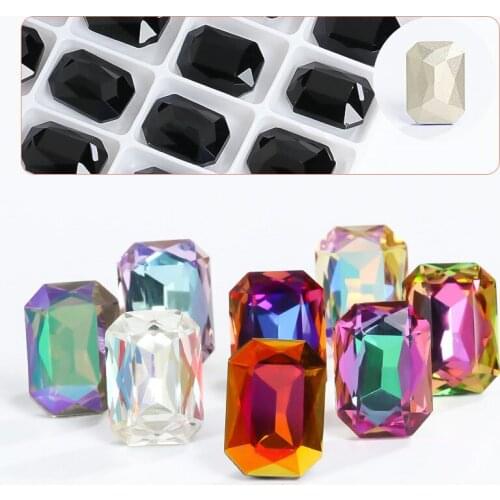 New Sale 36Pcs Rectangle Pointed Back Glass Crystal Rhinestones Jewels Gem Stone Beads Headwear Shoes Bag Cap Clothes Trims