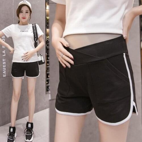 2021 New Summer Pregnant Women Low Waist Cotton Shorts Adjustable Waist Irregular Wide-Legged Cotton Pants Maternity Shorts
