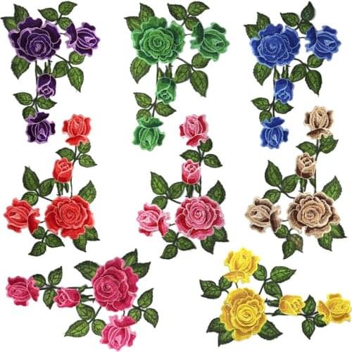 New Arrival Roses/Butterfly Flowers Embroidery Sew On Patches Sewn Applique Sew Badge Craft Embroidered DIY For Clothes Trousers