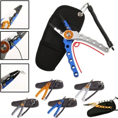 New Aviation Aluminum Fishing Pliers Split Ring Cutters Fishing Hooks Remover Fishing Clamp Tackle with Oxford Sheath Drop Shipp