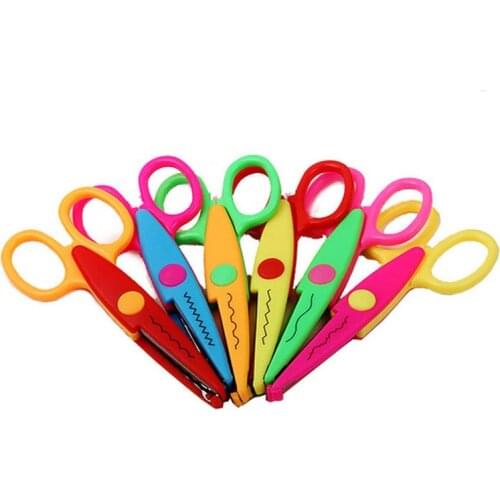 Laciness Scissors Metal and Plastic DIY Scrapbooking Photo Colors Scissors Paper Lace Diary Decoration With 6 Patterns