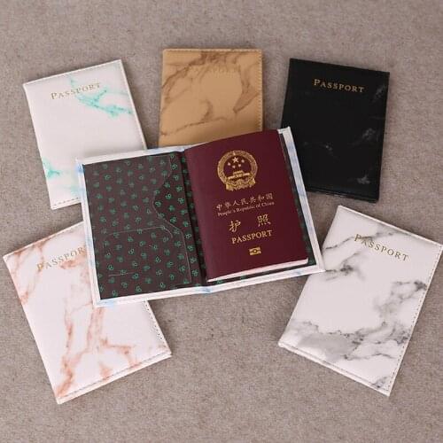 Women Men Passport Cover Fashion Pu Leather Marble Style Travel ID Credit Card Passport Holder Packet Wallet Purse Bags Pouch