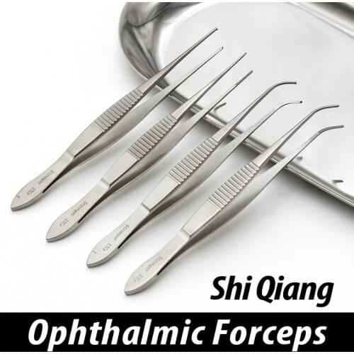 Suzhou stronger stainless steel eye tweezers ophthalmic tweezers 10cm medical tweezers platform with double eyelid surgery tools