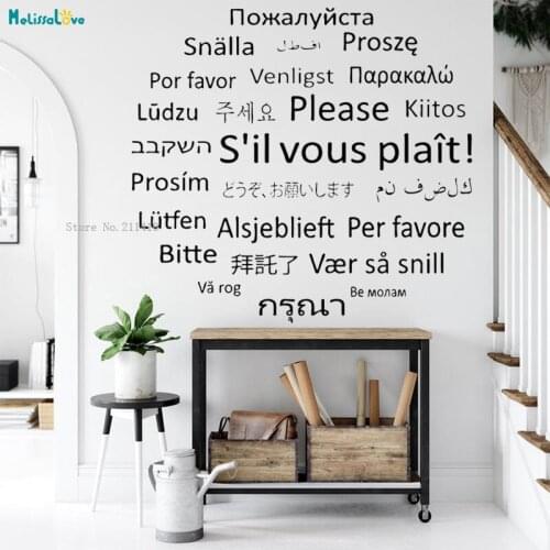 Please Text Words Wall Sticker Languages Of Many Countries Phrases Office Home Letter Decal Vinyl Window Decor Handmade YT3685