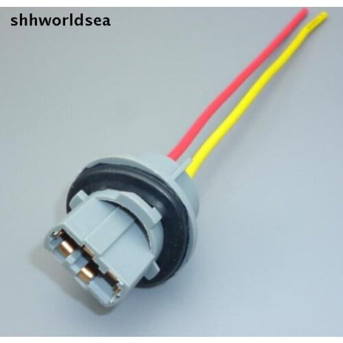 Shhworldsea 10PCS 7443 car Bulb Socket Brake Turn Signal Light Harness Wire LED Pig Tail Plug T20 lamp holder connector plug