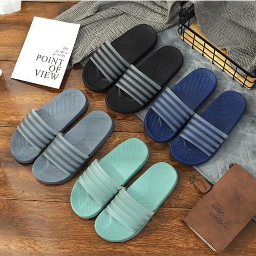 2021 New Slippers Home Summer Couple Stripes Indoor and Outdoor Bathroom Bath Simple Home Slippers Sandals