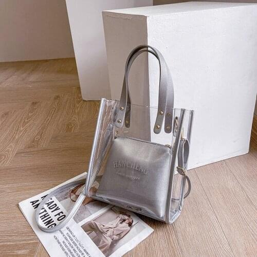 PVC Jelly Handbags Bags for Women Fashion 2021 Luxury Designer Girls Female Shoppers Casual New Letters Crossbody Composite Bags