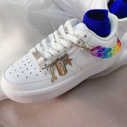 Candy Color Rainbow Chain for Nike Air Force 1 All-match DIY Sneakers Decorations Vintage Punk Big Pin Shoe Accessories Quality