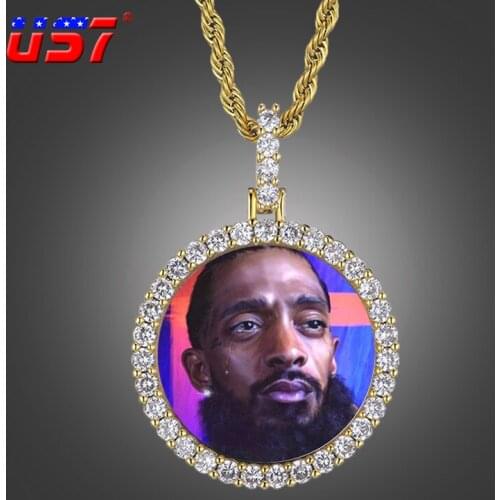 US7 Custom Picture Memory Medallions Solid Pendant Necklace Real 925 Sterling Silver Material Pendant Men Hip Hop Jewelry