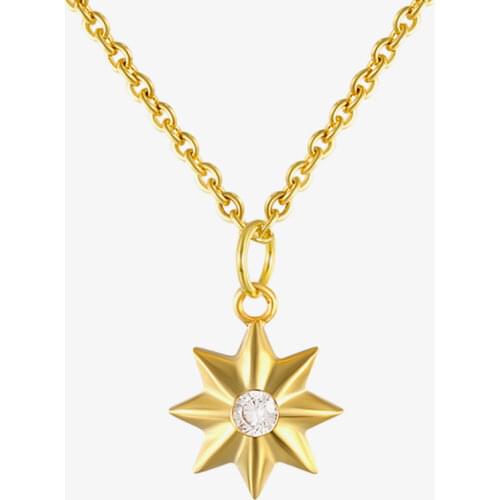 925 Sterling Silver Chain Necklace for Women Minimalist Anise Star Gold Silver color Zircon Pendant Necklace Fashion Jewelry