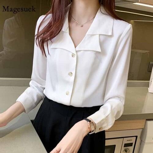 Women Korean 2020 Loose Satin Women Blouses Autumn Long Sleeve White Shirt Women Top Slim Cardigan Plus Size Blouse Blusas 11343