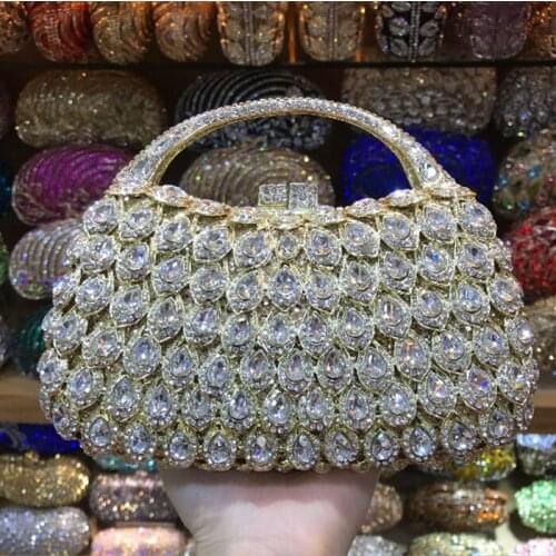 Women Christmas gift items bag women evening bags luxury crystal clutch purse horned gold rhinestones day clutches fashion bags