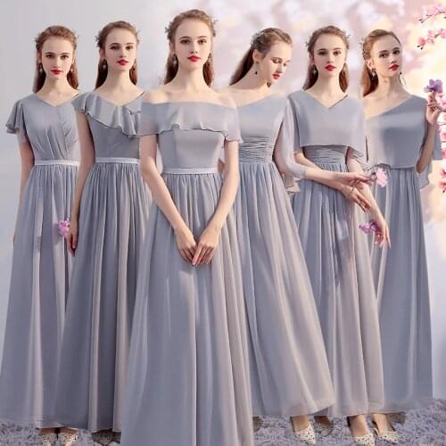 Beauty-Emily Chiffon Dark Pink Bridesmaid Dresses 2020 V-neck Lace A-line Wedding Party Gown Formal Dress Robe De Soiree