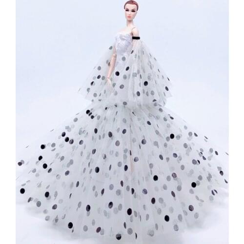 1/6 BJD Dolls Clothes Fashion Polka Dot Mermaid Costume For Barbie Doll Accessories Fishtail Dress Party Gown Vestido Kids Toy