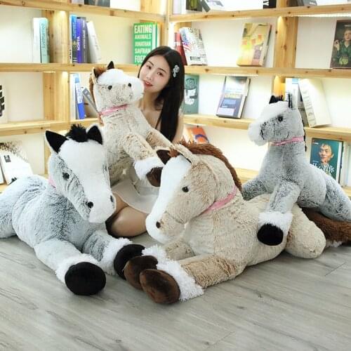 1pc 90/120CM Big Size Cute Lying Horse Plush Toys Stuffed Cartoon Animal Horse Children Kids Girls Shooting Props Birthday Gifts