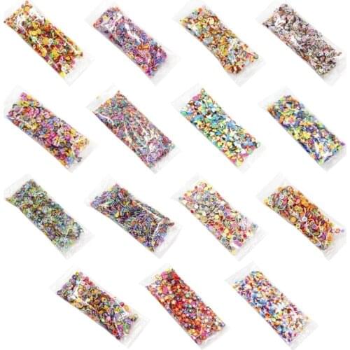 1000Pcs/Pack Clay Resin Fillings Craft Fruit Leaf Flowers Pattern Colorful Mixed Filler for DIY Epoxy Resin Jewelry Nail X4YA