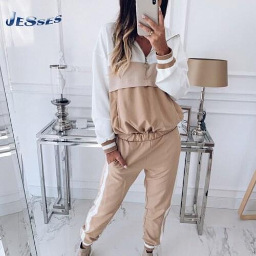 2021 Women Tracksuit Fall Jogging Suit Femme Hooded Full Sleeve Color Block Casual Sweatwear 2Pcs Suit Mujer Streetwear 2021 Set