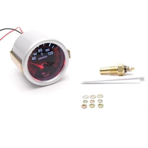 52mm Car Water Temperature Gauge Smoke Len LED Indicator Pointer with Sensor
