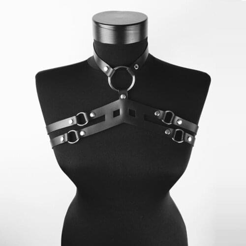 B.CYQZ Sexy Leather Womens Underwear Harness Black Straps Belt Sexy Bondage Lingerie Goth Bra Suspenders Adjustable Sword Belt