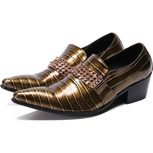 Christia Bella Brown Plus Size Male Pointed Toe Genuine Leather Shoes Party Dress Mens Fashion Heighten Shoes Man Prom Shoes