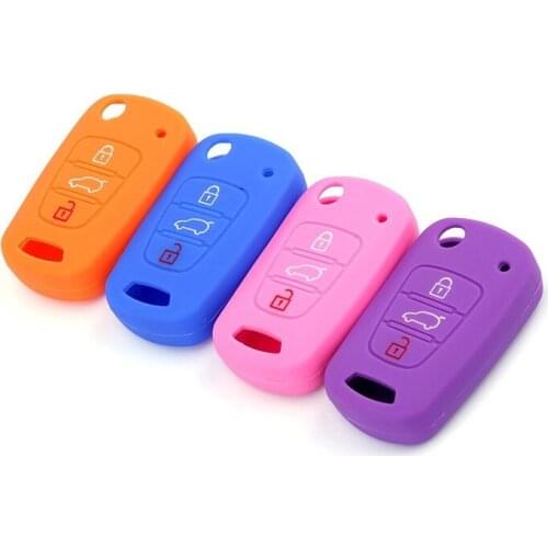 Funda de silicona con tapa para llave de coche, 3 botones, para Kia RIO K2 K3 K5 Ceed Cerato Sportage, Hyundai Verna I20 I30