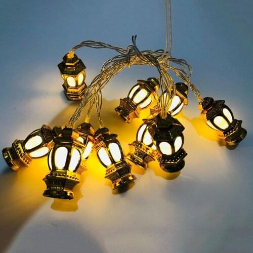 BEIAIDI Gold Palace Lantern Fairy String Light Battery Powered Garland Ramadan Oil Lantern Halloween Party Christmas Tree Light