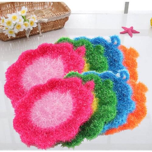 Flower Shaped Dish Scrubber Sponge Non-scratch Cute Home Kitchen Bowls Pan Dishes Washing Cleaning Cloth Tableware Scouring Pad
