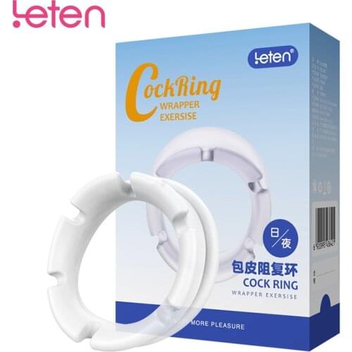 Leten Correcting Foreskin Glans Penis Ring Day&Night Penis Extender Enlargement Cock Rings Sex Toys for Men 2 Pcs/box