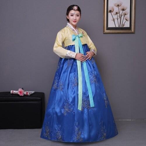 Court Costume New Sequined Big Pendulum Traditional Korean Hanfu Female National Dance Performance Long Sleeves Loose