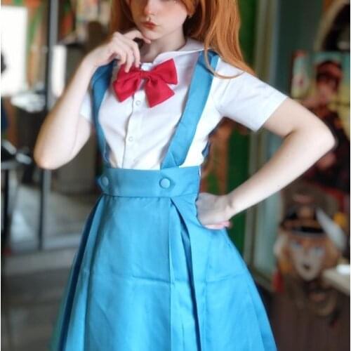 Halloween Costumes for Women Light Blue Polyester Cosplay Costume Fancy Maid Outfit for Women Japanese School Uniform