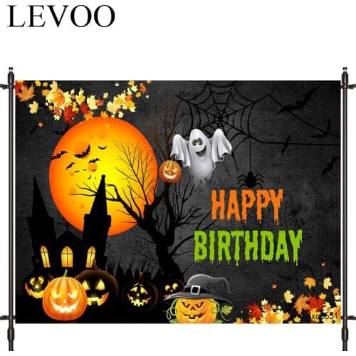 LEVOO Photophone Backdrop Halloween Pumpkin Ghost Birthday Moon Photocall Decor Fabric New Shoot Photography Backdrop