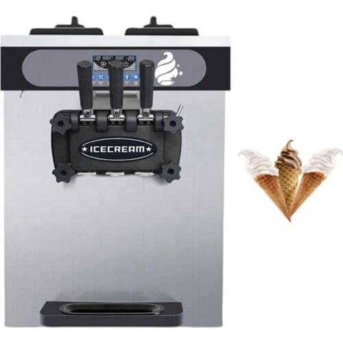 Three Heads Soft Ice Cream Machine Silver Pink Ice Cream Makers Desktop Dessert Ice Cream Vending Machine
