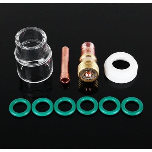 Metal 1.6mm 1/16 TIG Welding Torch Stubby Gas Lens #12 Pyrex Cup Kit For Tig WP-17/18 Welding Torch Kit