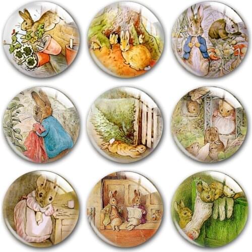 Cute Bunny and rat glass cabochon,Happy Easter Rabbit Mouse Animals Round photo glass cabochon demo flat back Making findings