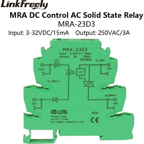 MRA-23D3 Mini 3A Input: 3V 5V 12V 24V 32V DC AC Solid State Relay Din For Automation PLC Programmable SSR Relay Switch Module