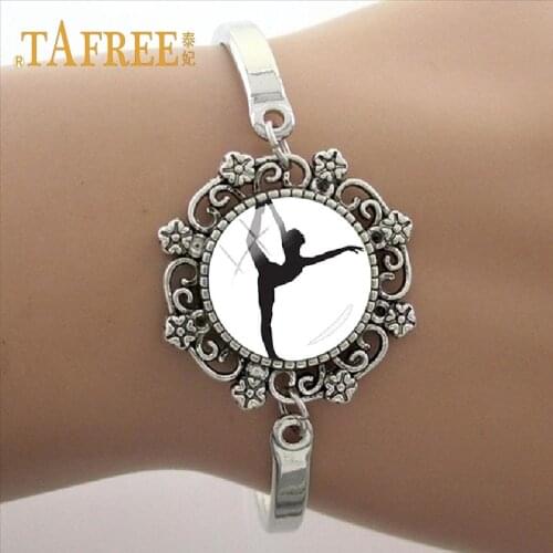 TAFREE Fashion bracelet Lace Good Quality love gymnastics art photo Glass Dome Bracelet sport Charm Womens Gifts GY216