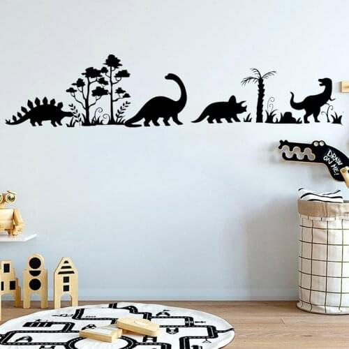 Dinosaur Wall Stickers Ancient Time Animals Decal Cute Dino Mural Tree Interior Decor Virgin Forest Kids Room Decoration O224