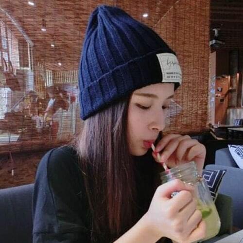 Korean New Beanies Winter Warm Knitted Wool Elegant Women Knitted Hats Cap Autumn Winter Ladies Female Hat