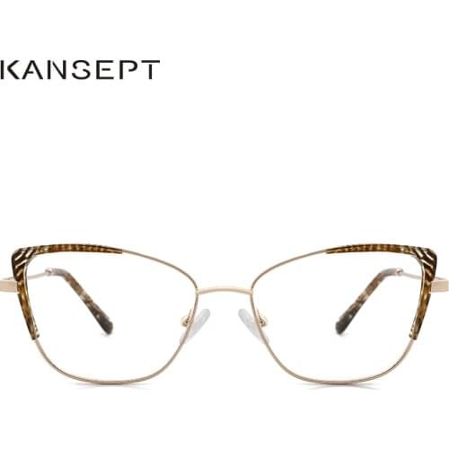 KANSEPT Metal Glasses Frame Women Myopia Optical Prescription Vintage Eyeglasses Frame Women New Stylish Cat Eye Eyewear MS8124