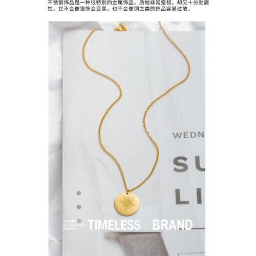 Necklace for women mothers day gift jewelry kpop jewlery you are my sunshine necklaces stainless steel gold sun pendant necklace