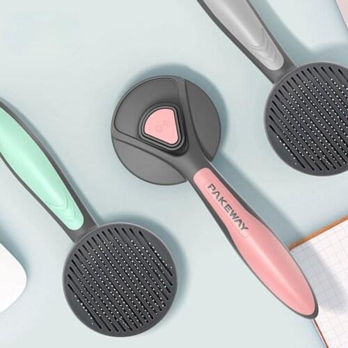 Plastic Dog Cat Pets Self Cleaning Slicker Brush Comb Pet Dog Cat Grooming Tools Hair Shedding Combs D2079