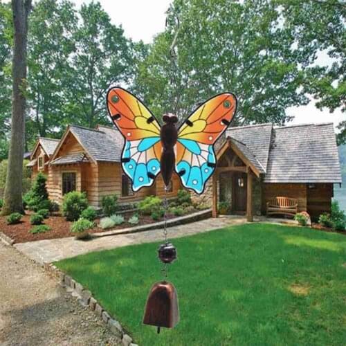 Hanging Wind Chime Outdoor Butterfly Shaped Wind Bell Outdoor Painted Decor Car Hanging Ornaments Garden For Home Butterfly K4Z3