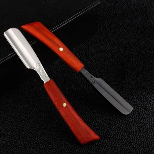 Redwood Handle Shaving Razor Mens Shaver Professional Barber Haircut Tool Straight Edge Razor Replaceable Blade Shaving Knife