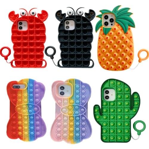 Reliver Stress Case For iPhone 11 12 Pro Max SE 2 2020 XR XS X 7 8 Plus 12Mini Case Toys Push Antistress Sensory Soft Cover Capa