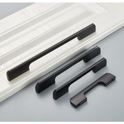 Cupboard Drawer Handles Aluminum Arc European Fashion Kitchen Cabinet Pulls Closet Furniture Hardware Silver Black Gold