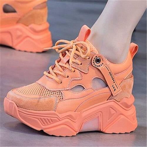 Summer Sandals Womens Cow Leather Platform Wedge Fashion Sneakers High Heels Breathable Boots Casual Beach Shoes Party Oxfords