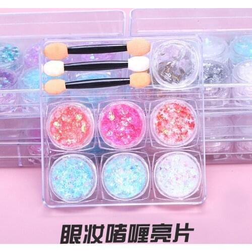 Net Red Glue Free Face Paste Fairy Stage Tear Mole Star Patch Decoration Glitter Powder Sequin Eye Makeup Gel Set 3d Glitter
