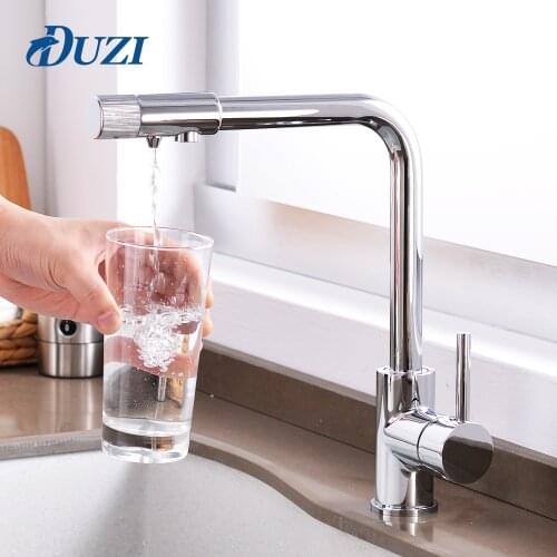Single Handle Kitchen Faucets With Filter Brass Chrome Mixer Taps Drinking Water Cold And Hot Water Kitchen Tap Water Mixer