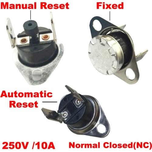 95 97 100 Degree 10A KSD301 Self Automatic Manual Hand Reset Fixed Normal Closed NC Heater Themostat Temperature Control Switch